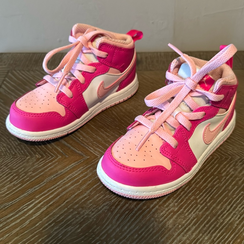 NIKE AIR JORDAN 1 MID-white fierce pink. Size 9. Excellent new condition.